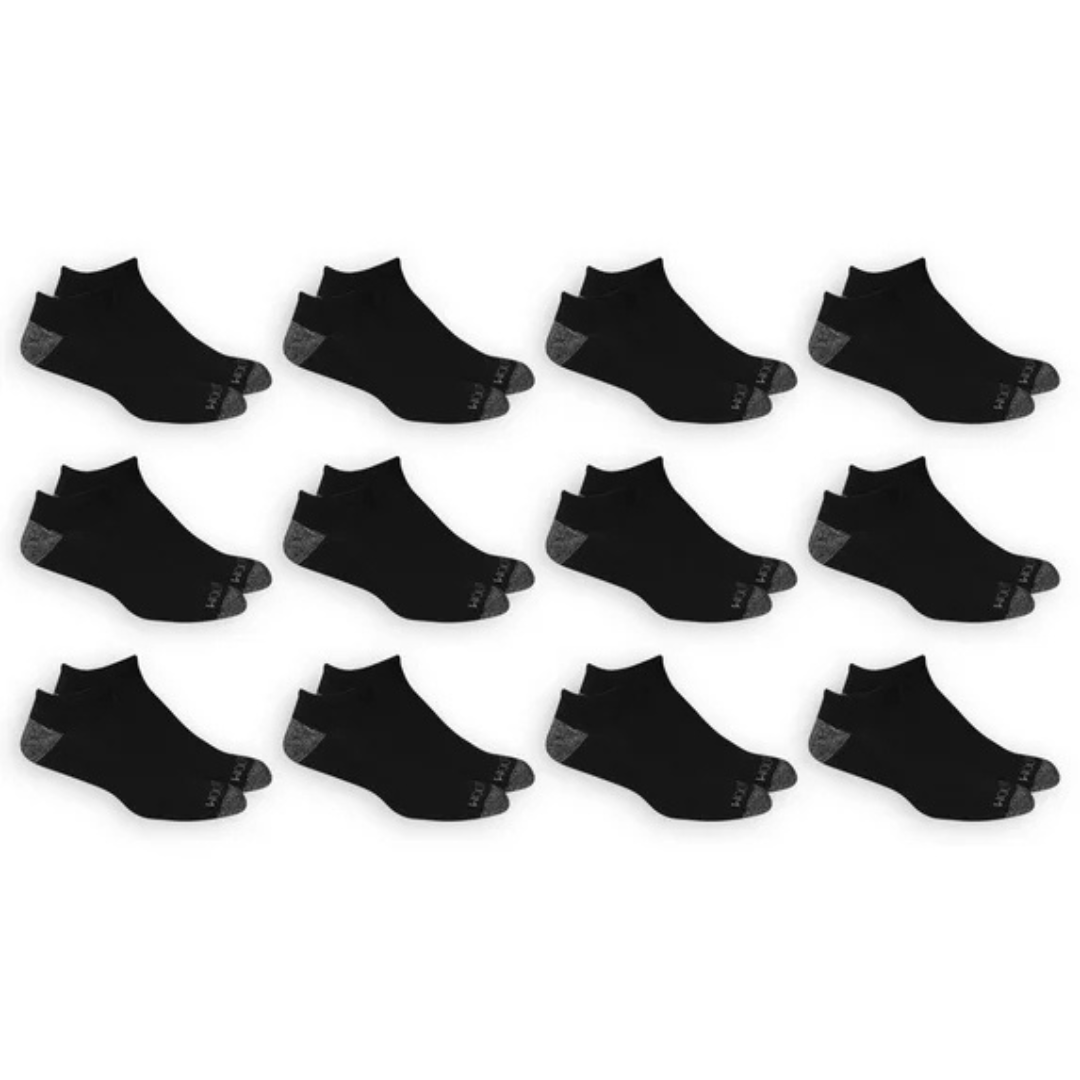 12-Pack Fruit Of The Loom Men's Dual Defense No Show Socks