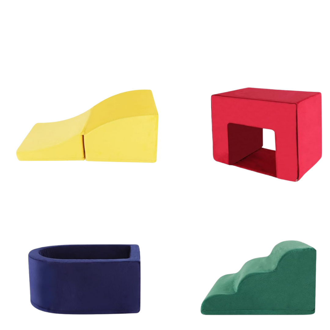 4-Piece Velvet Foam Soft Play Climbing Blocks Set
