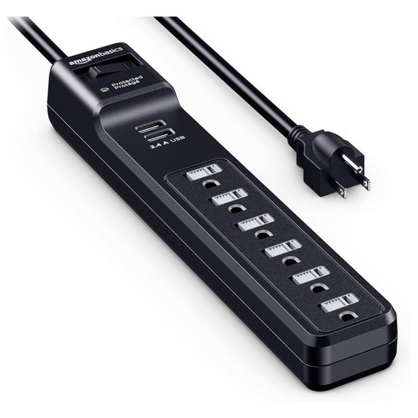 Amazon Basics 6-Outlet Surge Protector Power Strip (2 Colors)