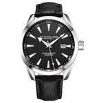 Men's Analog Dial Dress Watch With Date Calfskin Leather Band