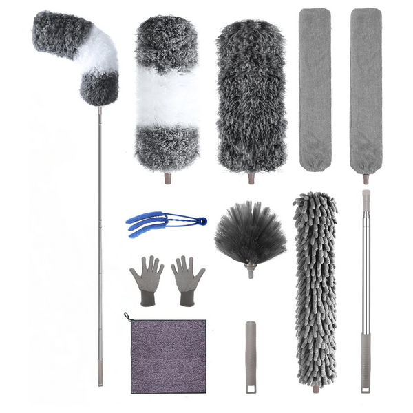 12-Piece Microfiber Feather Duster With Extension Pole