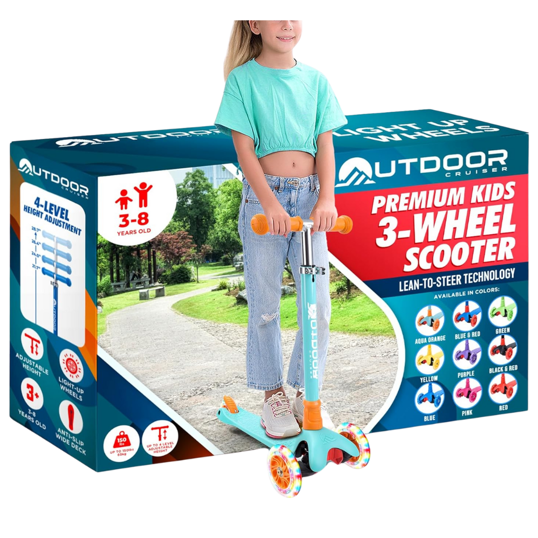 Outdoor Cruiser 3-Wheel Kids Scooter (Aqua & Orange)