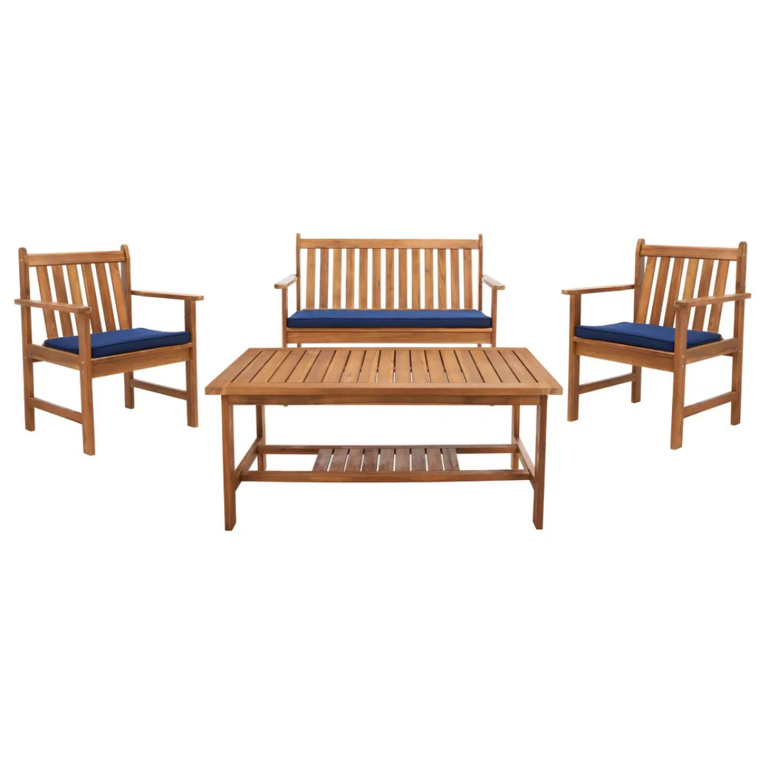 4-Piece Safavieh Outdoor Living Burbank Acacia Wood Furniture Set