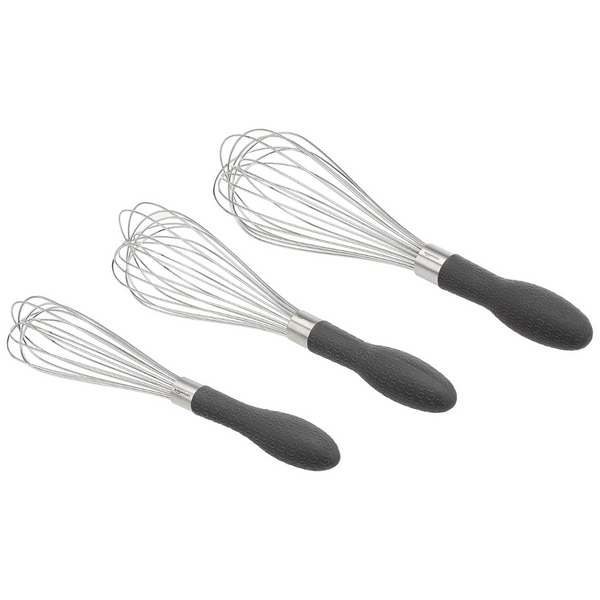 Amazon Basics Stainless Steel Wire Whisk Set, 3 Piece