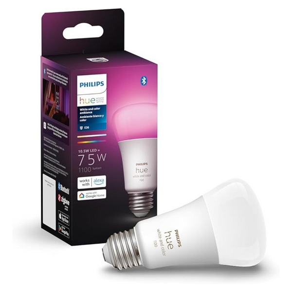 Philips Hue White And Color A19 Medium Lumen Bluetooth Smart Bulb