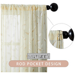 54W x 16L 1-Panel Valance Leaves Printed Sheer Curtain