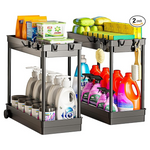 2-Pack Cicilyna 2 Tier Under Sink Organizers And Storage With Hook