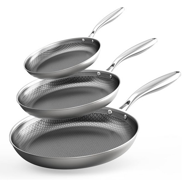 Set Of 3 Non-toxic Frying Pans (8"+10"+12")