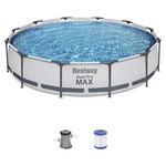 Bestway Steel Pro MAX 12 Foot x 30 Inch Round Metal Frame Above Ground Swimming Pool Set With 330 GPH Filter Pump