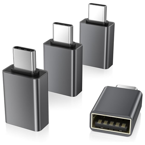 4-Pack Elebase USB-C Male To USB-A Female OTG Adapter (Gray)