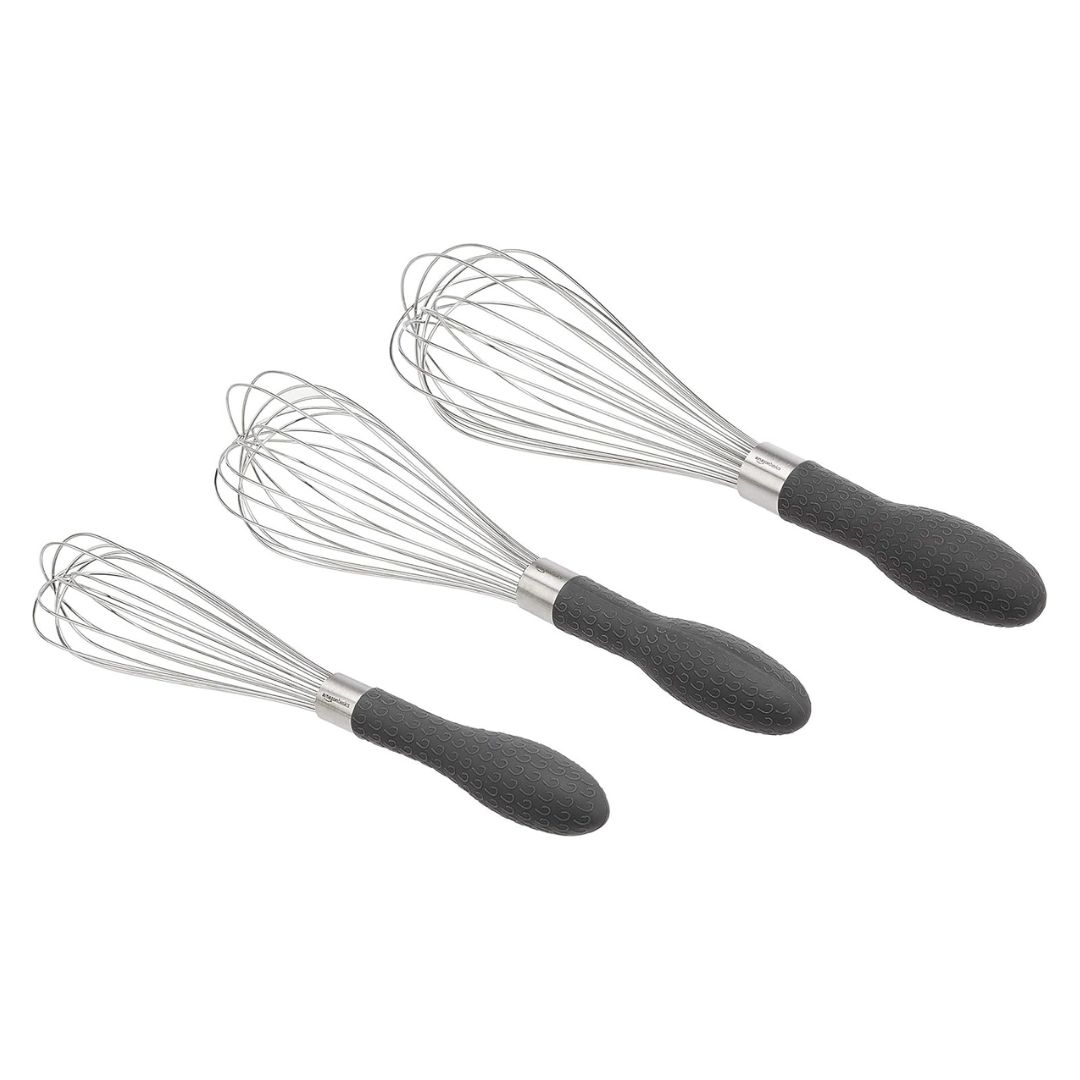 3-Piece Amazon Basics Stainless Steel Wire Whisk Set