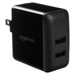 24W Amazon Basics Two-Port USB-A Wall Charger (Black Or White)