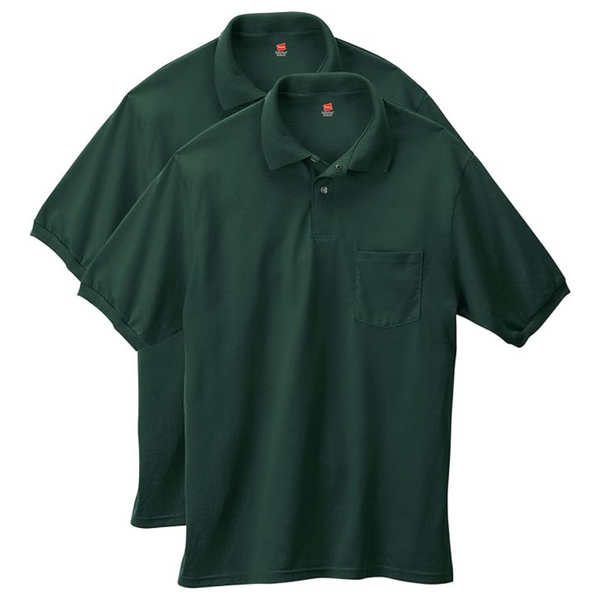 2-Pack Hanes Men's Short-Sleeve Jersey Pocket Polo