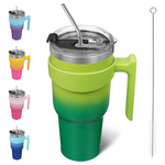 40-Oz Insulated Stainless Steel Double Wall Travel Tumbler Cups W/Lid & Straw
