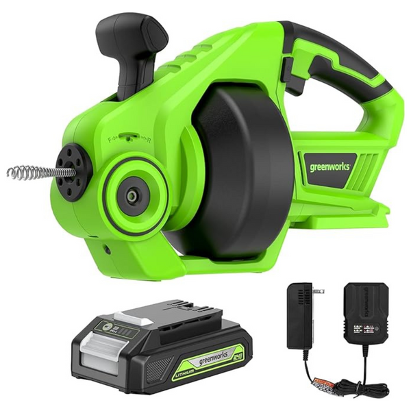 Greenworks 24V Cordless Plumbing Drain Auger W/Battery & Charger