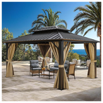 10ft x 12ft Yitahome Gazebo 2-Tier Hardtop Galvanized Iron Garden Tent