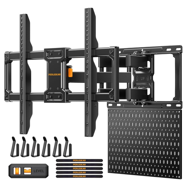 Perlegear Full Motion TV Mount W/ Metal Pegboard For 42"- 84"TVs