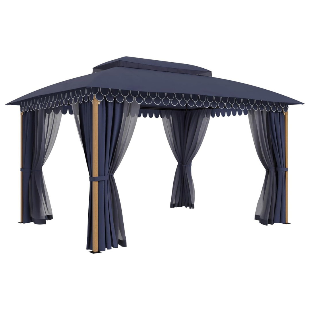 10ft x 13ft Wood Look Metal Frame Canopy Tent