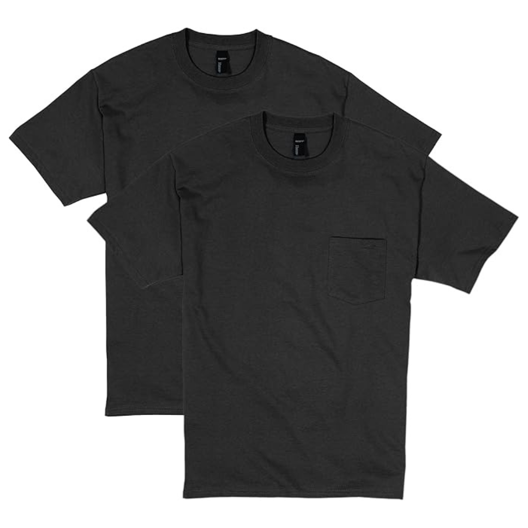 2-Pack Hanes Men's Short Sleeve Pocket Beefy T-Shirt (Various Size)