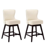 2-Set Of 26" Faux Leather Upholstered Swivel Barstools