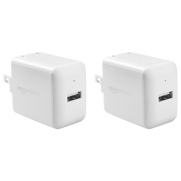 2-Pack Amazon Basics One-Port 12W USB-A Wall Charger Adapter