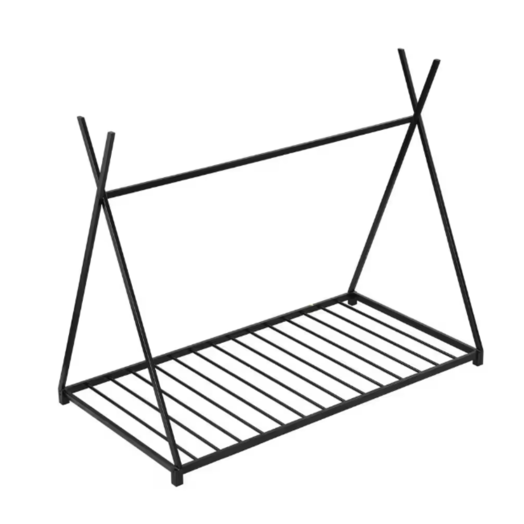 Metal Frame Twin Size Platform Bed With Triangle Structure