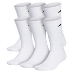 6-Pairs Adidas Men's Athletic Cushioned Crew Socks (White)