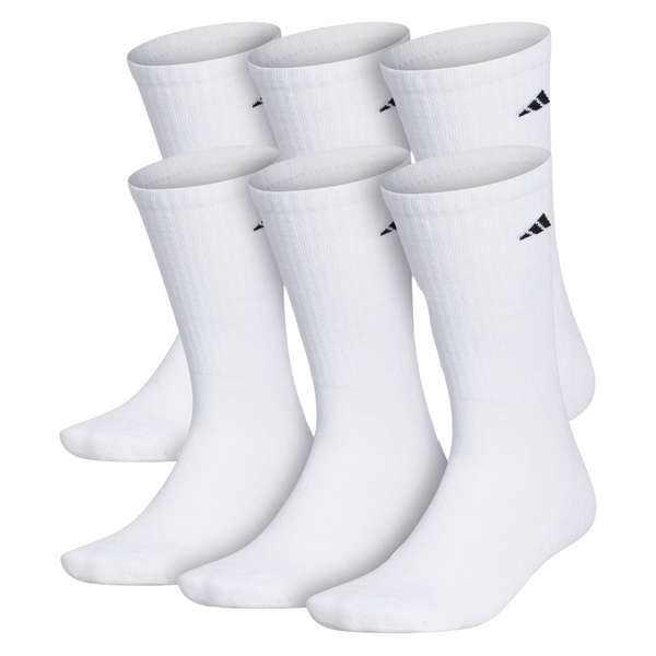 6-Pairs Adidas Men's Athletic Cushioned Crew Socks (White)