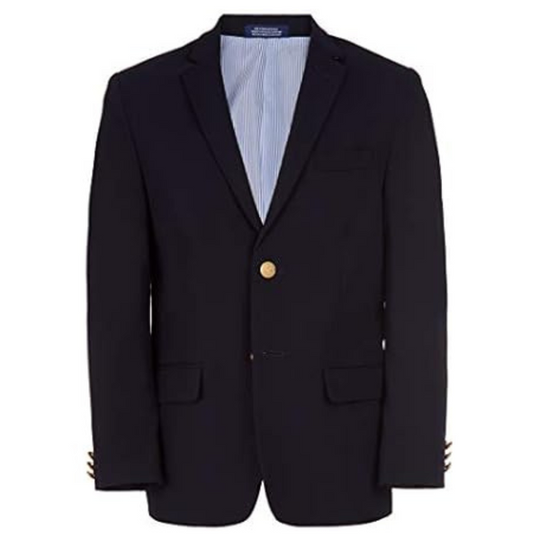 IZOD Boys Brass Button Blazer Jacket (20 Husky, Blue Indigo)