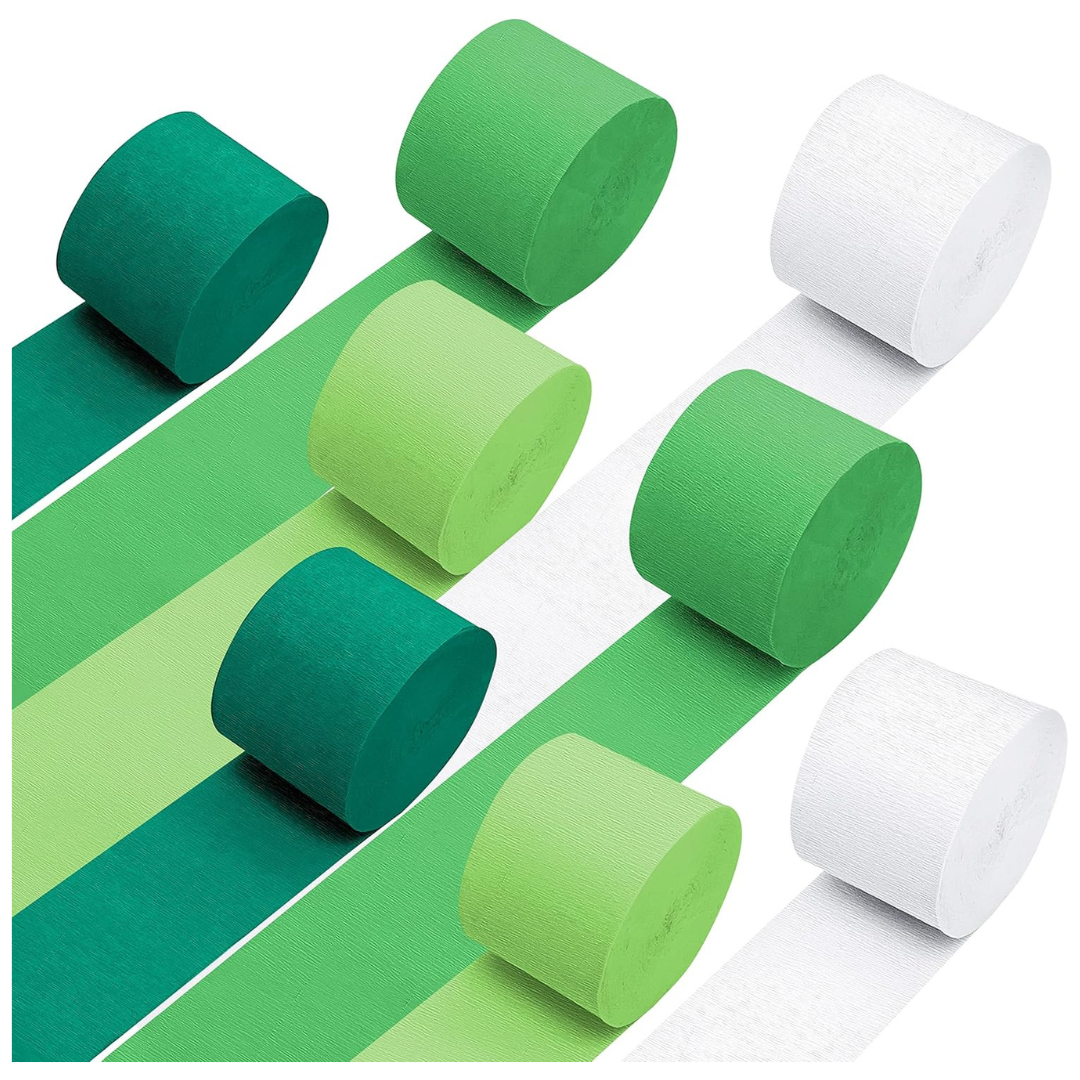 8 Rolls Of Green Crepe Paper Streamers