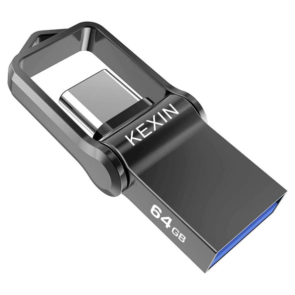 Mini USB-C Flash Drive 64GB (USB 3.0 + Type-C) xKEXIN Metal Drive