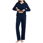 Women's Long Sleeve Button-Down Soft Knit Sleepwear Set (3 Colors)