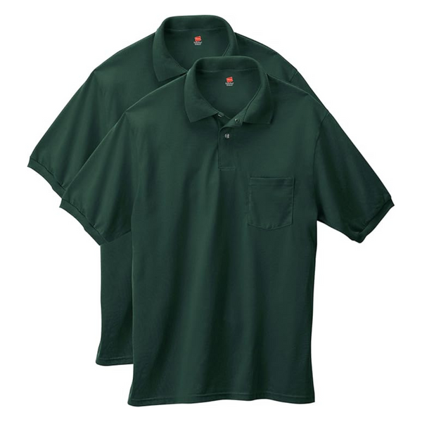 2-Pack Hanes Men's Short-Sleeve Jersey Pocket Polo (Various Colors)