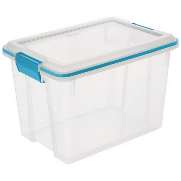 20-Quart Sterilite Storage Container With Gasket Lid (Clear & Blue)