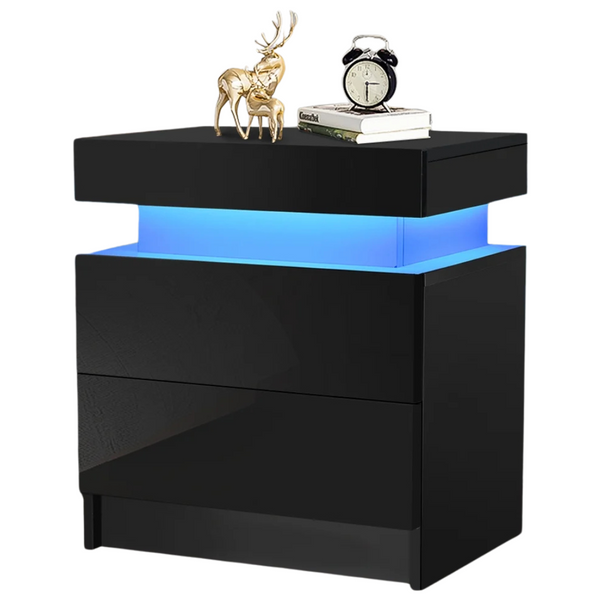 Hommpa 2 Drawer Modern Nightstand With RGB LED Light