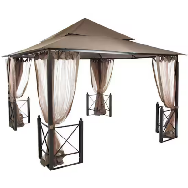 Hampton Bay 12ft. x 12ft. Outdoor Patio Harbor Gazebo (Tan)