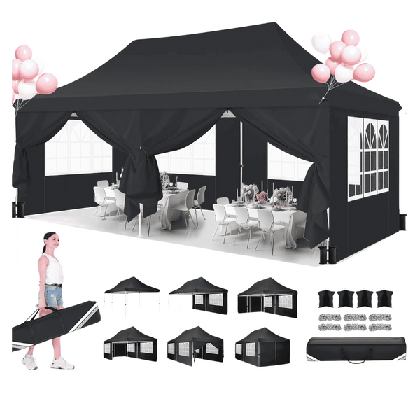 Cobizi 10ft x 20ft Pop Up Canopy With 6 Removable Sidewalls