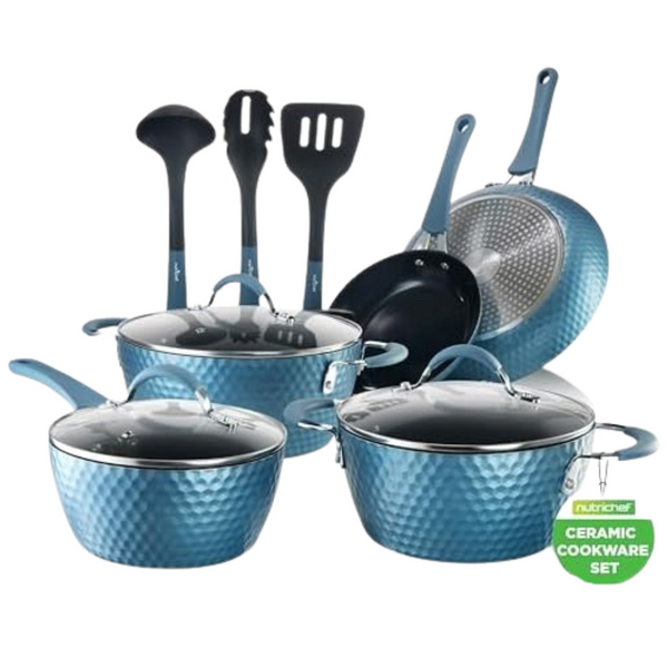 11-Piece Non Stick Ceramic Coating Cookware Pots & Pans Set