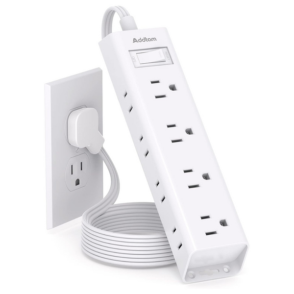 3-Sides 12 AC Outlets 5-Ft Flat Plug Surge Protector Power Strip