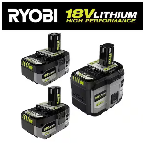 Ryobi ONE+ 18V 12.0 Ah High Performance Battery And (2) 4.0 Ah High Performance Batteries