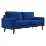 Neche 3-Seater Modern Upholstered Loveseat Sofa (Blue)