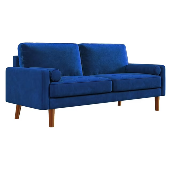 Neche 3-Seater Modern Upholstered Loveseat Sofa (Blue)