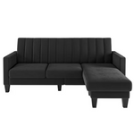 Neche 82" Luxury Velvet Sectional Sofa (Black)