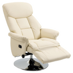Swivel PU Leather Reclining Chair With Retractable Footrest