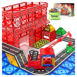 Toylogy Crane Edition Magnetic Tiles Road Building Blocks Set