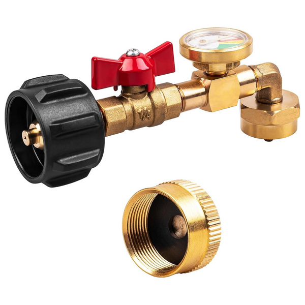 Propane Refill Adapter Converter With Valve & Gauge