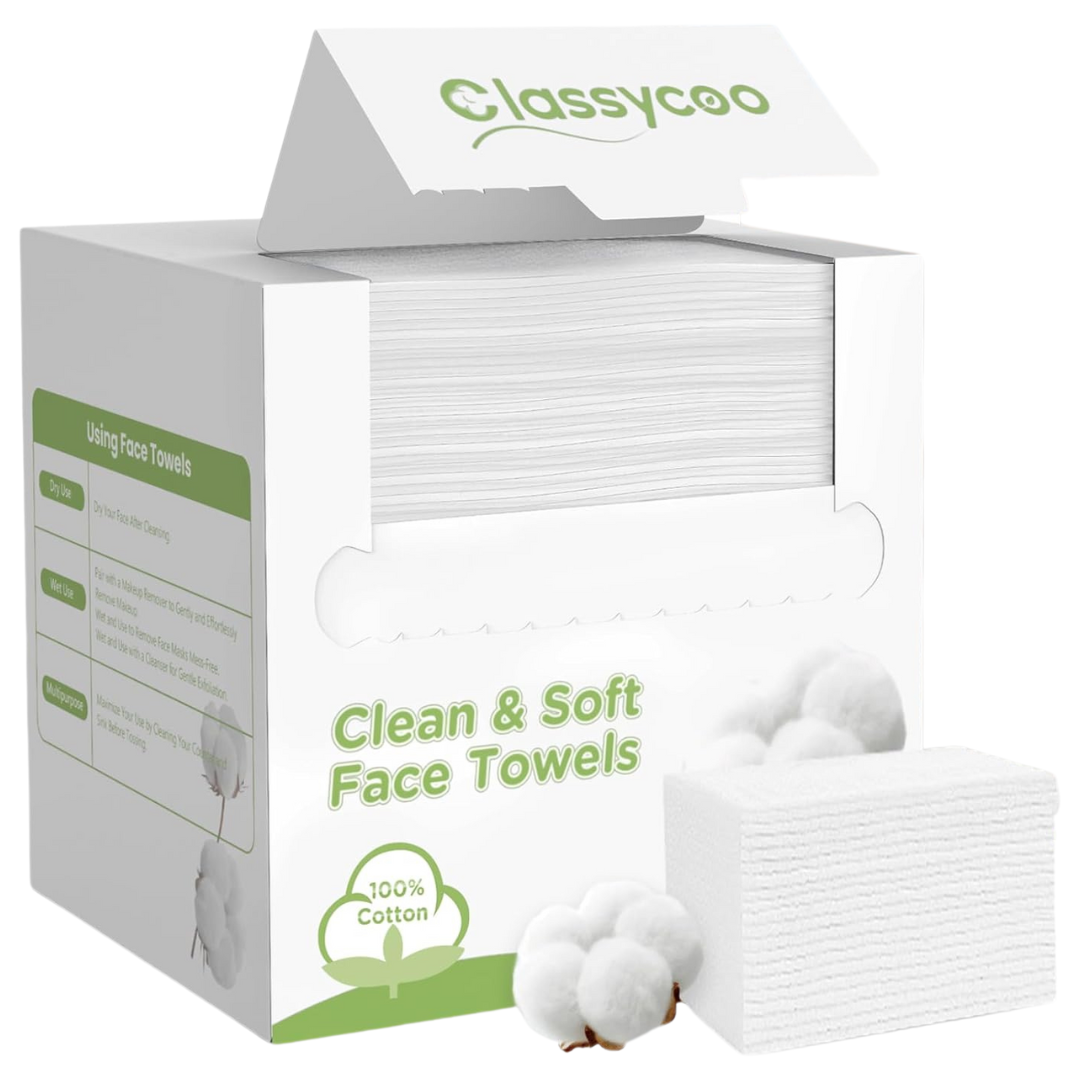 50-Count Classycoo Organic-Cotton Disposable Face Towels