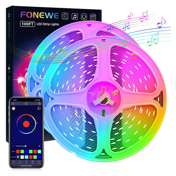 100ft Music Sync Color Changing LED Strip Lights