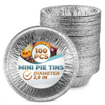 100-Pieces 2.9" Disposable Silver Aluminum Foil Round Tart Pans