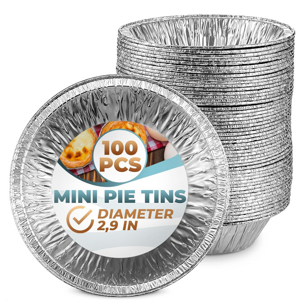 100-Pieces 2.9" Disposable Silver Aluminum Foil Round Tart Pans